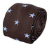 chocolate coffee brown knitted tie with embroidered white stars